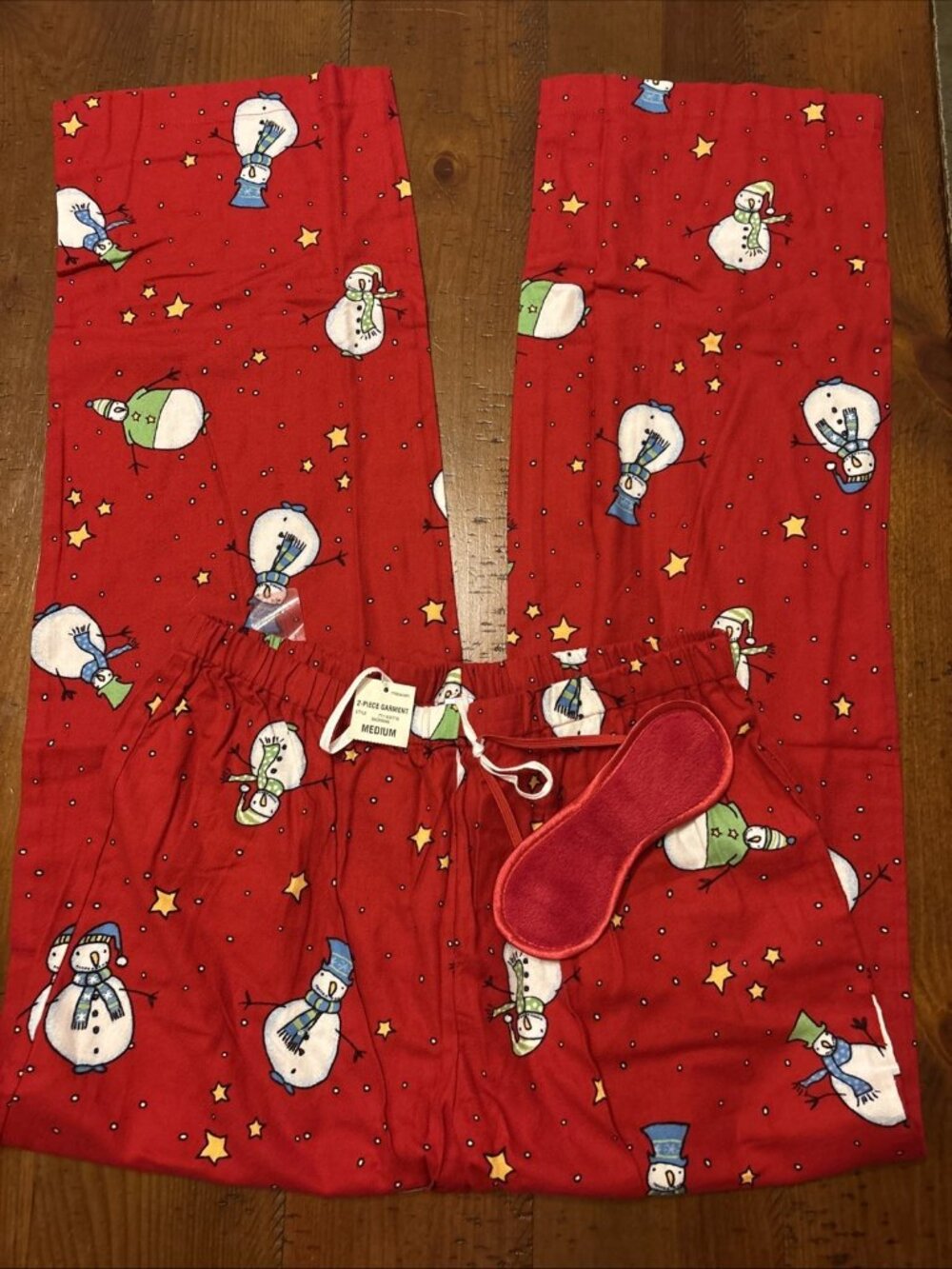 Macyโs Red Holiday Pajama Bottoms With Sleep mask Medium
